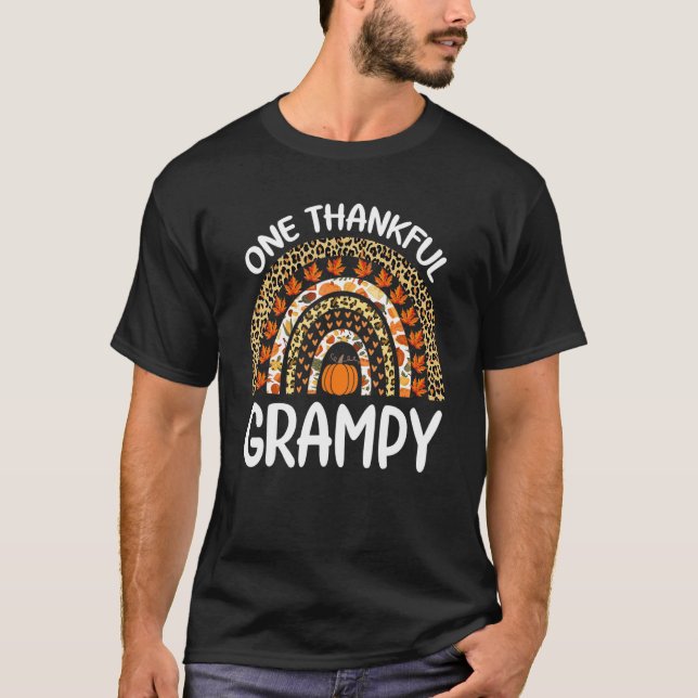 One Thankful Grampy Thanksgiving Rainbow Leopard F T Shirt (Framsida)