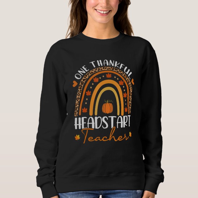One Thankful Headstart Teacher Rainbow Leopard Tha T Shirt (Framsida)
