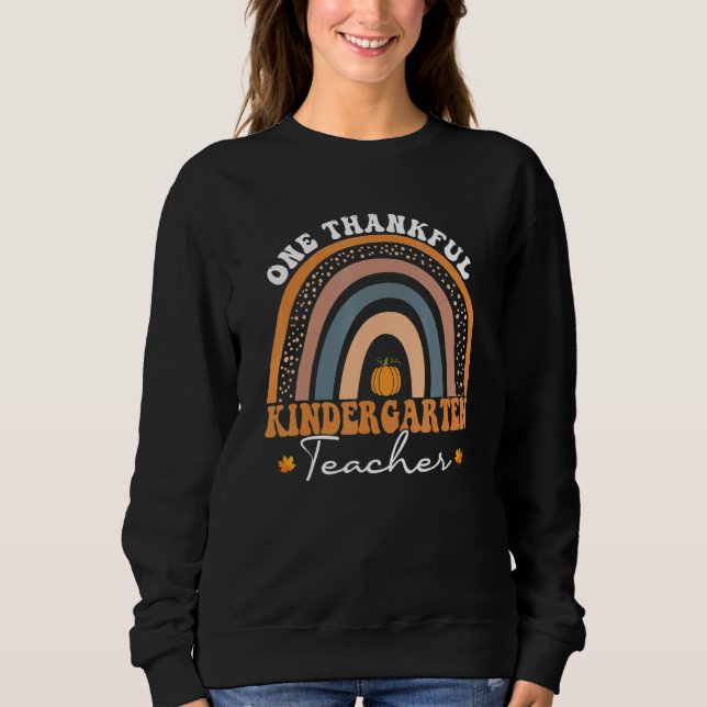 One Thankful Kindergarten Teacher Thanksgiving Rai T Shirt (Framsida)