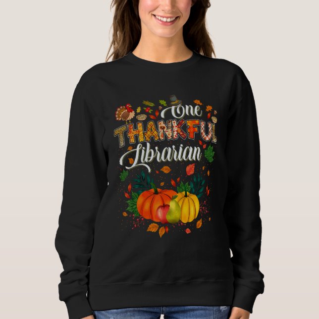 One Thankful Librarian Fall Autumn Librarian Thank T Shirt (Framsida)