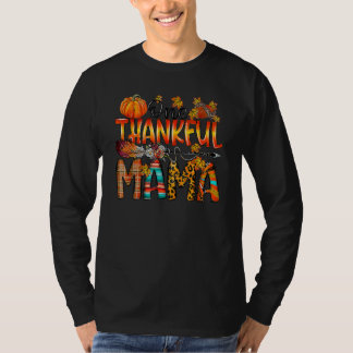 One Thankful Mama  Fall Autumn Leopard Thanksgivin T Shirt