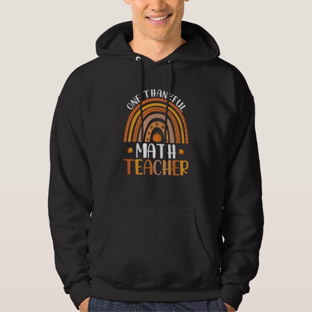 One Thankful Math Teacher Fall Rainbow Thanksgivin Hoodie (Framsida)