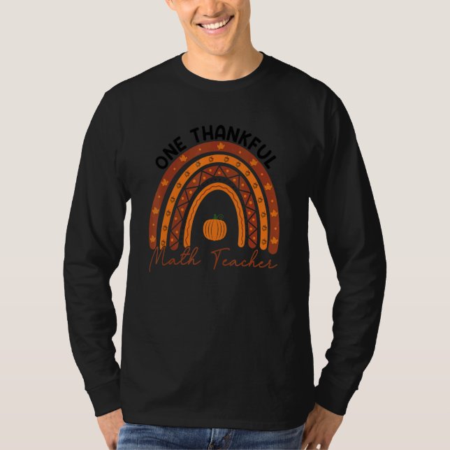 One Thankful Math Teacher Rainbow Fall Thanksgivin T Shirt (Framsida)