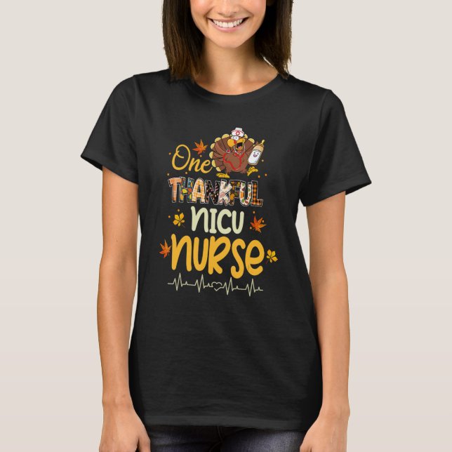 One Thankful NICU Nurse Turkey Stethoscope Thanksg T Shirt (Framsida)