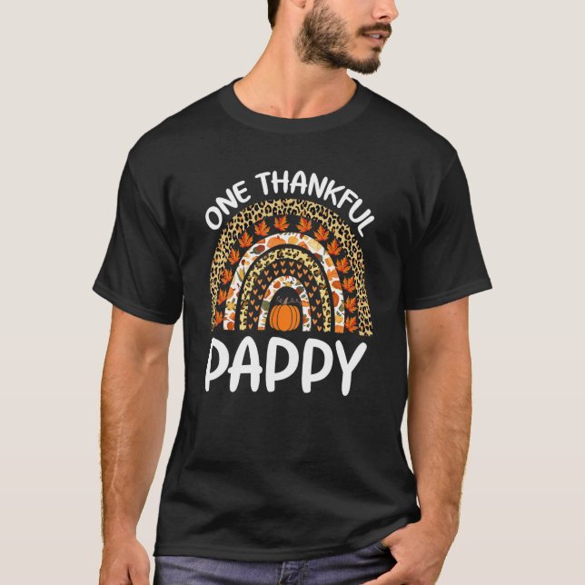 One Thankful Pappy Thanksgiving Rainbow Leopard Fa T Shirt (Framsida)