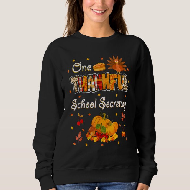 One Thankful School Secretary Fall Autumn Thanksgi T Shirt (Framsida)