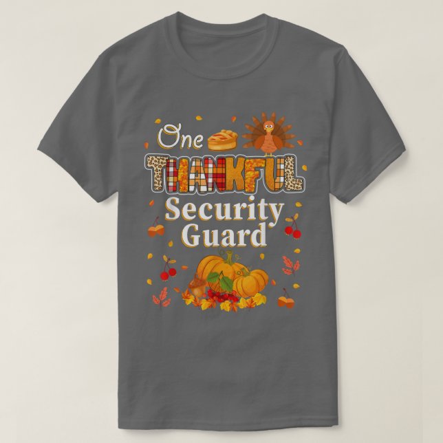 One Thankful Security Guard Fall Autumn Thanksgivi T Shirt (Design framsida)