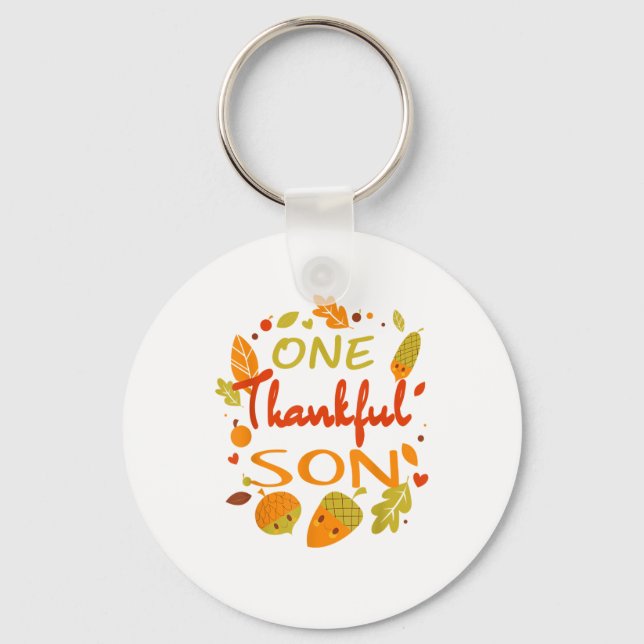 One Thankful Son Shirt Family Thanksgiving 2021 mo Nyckelring (Framsida)