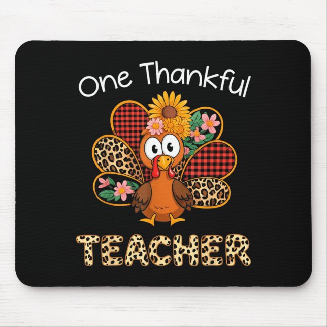 One Thankful Teacher Funny Cute Turkey Thanksgivin Musmatta (Framsidan)