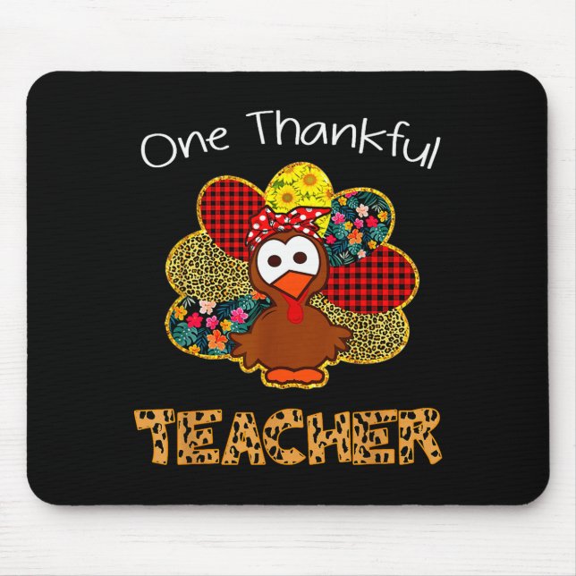 One Thankful Teacher Shirt Funny Cute Turkey Thank Musmatta (Framsidan)