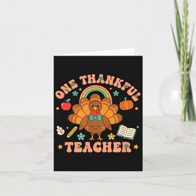 One Thankful Teacher Thanksgiving Turkey Cute Penc Kort (Framsida)
