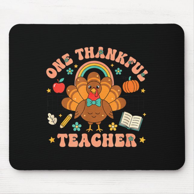 One Thankful Teacher Thanksgiving Turkey Cute Penc Musmatta (Framsidan)