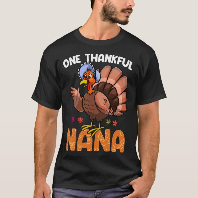 One Thankfull Nana Turkey  Women Flock Love Foodie T Shirt (Framsida)