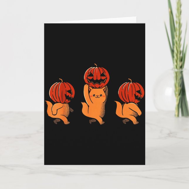 One Two Three Cute Kittens Pumpkin Halloween Soky  Kort (Framsida)