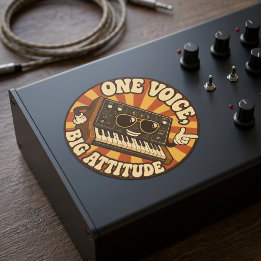 One Voice, Big Attitude – Synth Nerd Humor Runt Klistermärke