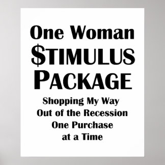 One Woman Stimulus Paket Shoppers ekonomi Poster