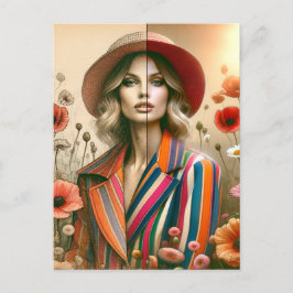 One Woman Two Stilar Rand Mode Sketch Vykort