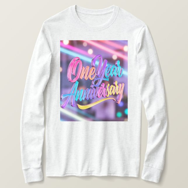 One Year Anniversary Long Sleeves Top T Shirt (Design framsida)