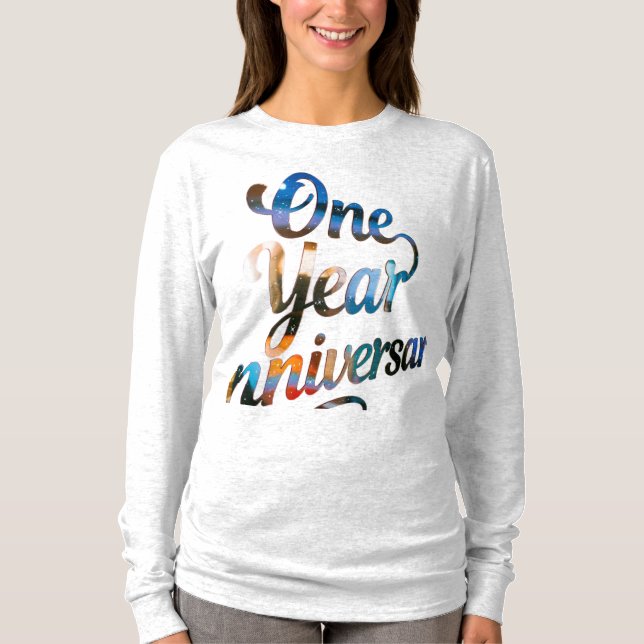 One Year Anniversary Long Sleeves Top T Shirt (Framsida)