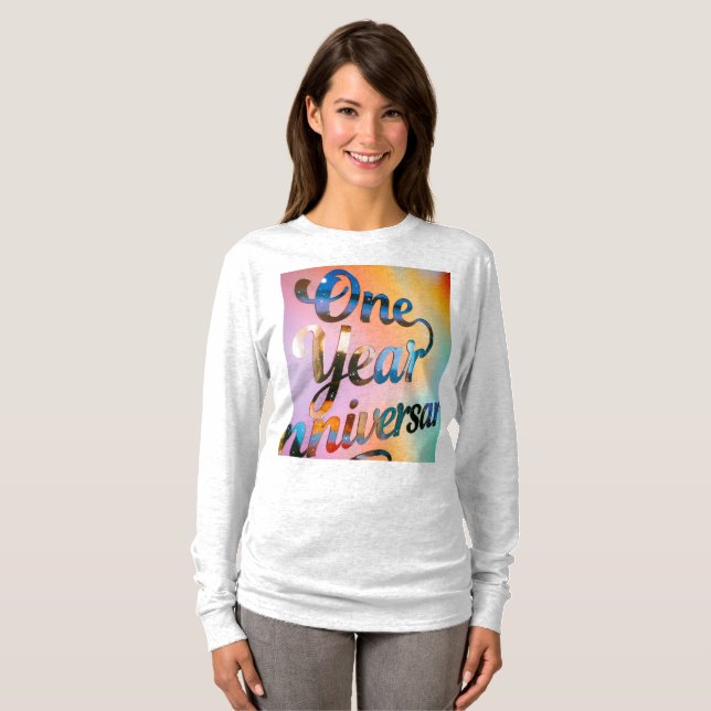 One Year Anniversary Long Sleeves Top T Shirt (Hel framsida)