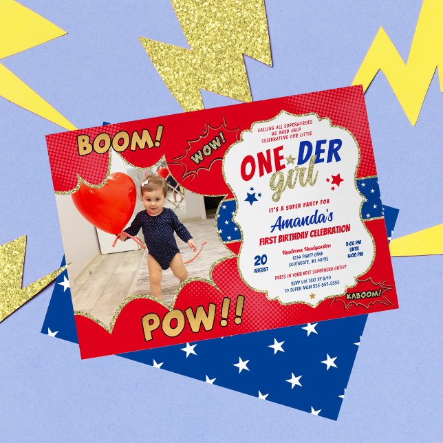 ONEder Girl First Birthday Photo Inbjudningar (Skapare uppladdad)