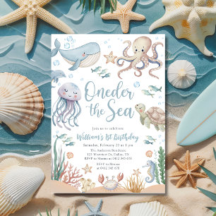 Oneder Havet Havsdjur 1-årsdag Inbjudningar