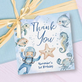 ONEder Sea Boy 1st Birthday Cute Ocean Gåvor Etiketter