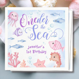 ONEder Sea Girls 1:a födelsedag Cute Ocean Pappersservett