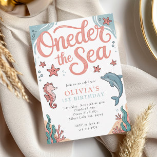 Oneder Sea Ocean 1:a födelsedagen Party Inbjudningar