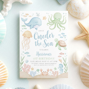 Oneder Sea Ocean Boy 1:a födelsedagen Inbjudningar