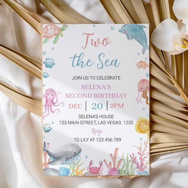 Oneder Sea Pastel 2:a födelsedagsinbjudan Inbjudningar (Skapare uppladdad)