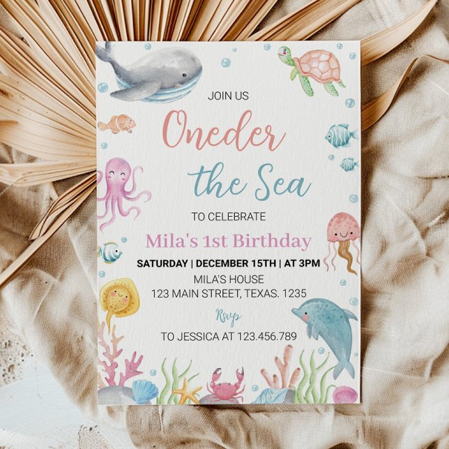 Oneder Sea Pastel Birthday bjudande Inbjudningar (Skapare uppladdad)