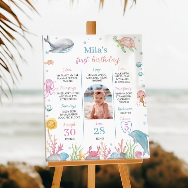 Oneder Sea Pastel Birthday Milestone Sign Poster (Skapare uppladdad)