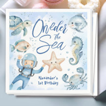 ONEder Sea | Pojk 1:a födelsedag Cute Ocean