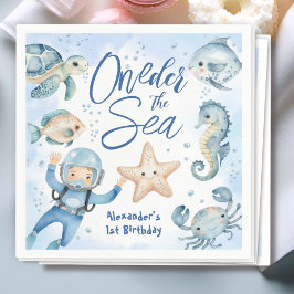 ONEder Sea | Pojk 1:a födelsedag Cute Ocean Pappersservett