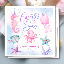 ONEder Sea | Sjöjungfru 1:a födelsedag Cute Ocean Pappersservett