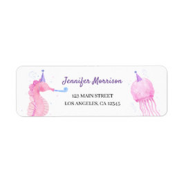 ONEder Sea | Sjöjungfru 1:a födelsedag Cute Ocean Returadress Etikett