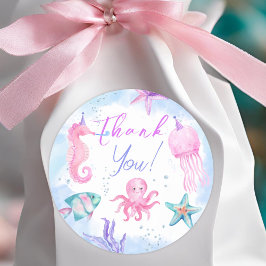 ONEder Sea | Sjöjungfru 1:a födelsedag Cute Ocean Runt Klistermärke