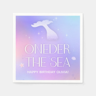 Oneder Sea Whimsical Sparkly Sjöjungfru Birthday Pappersservett