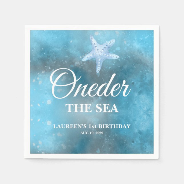 Oneder The Sea 1-årsdag  Pappersservett (Framsidan)