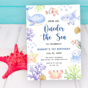 Oneder The Sea 1-årsdag Under The Sea Inbjudningar