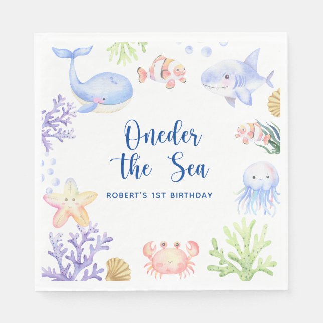 Oneder The Sea 1-årsdag Under The Sea Pappersservett (Framsidan)
