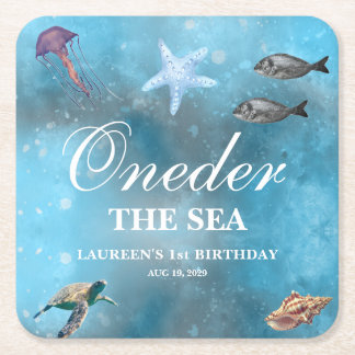 Oneder The Sea 1-årsdag Underlägg Papper Kvadrat