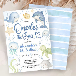 Oneder The Sea 1st Birthday Party Inbjudningar