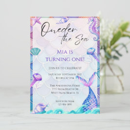 Oneder The Sea 1st Mermaid Födelsedagsinbjudan Inbjudningar
