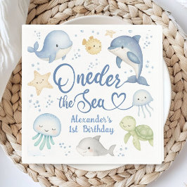 ONEder The Sea Boy 1st birthday Cute Ocean  Pappersservett