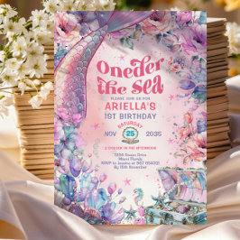 Oneder The Sea Flower Glitter Mermaid Tail Inbjudningar