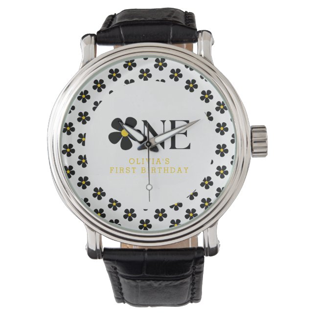 Onederbörd Blommigt 1:a födelsedag Party Armbandsur (Framsida)