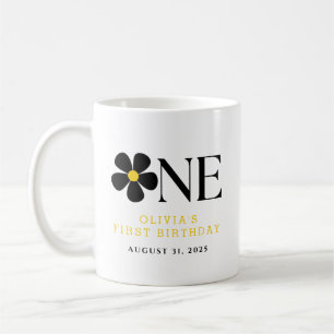 Onederbörd Blommigt 1:a födelsedag Party Kaffemugg