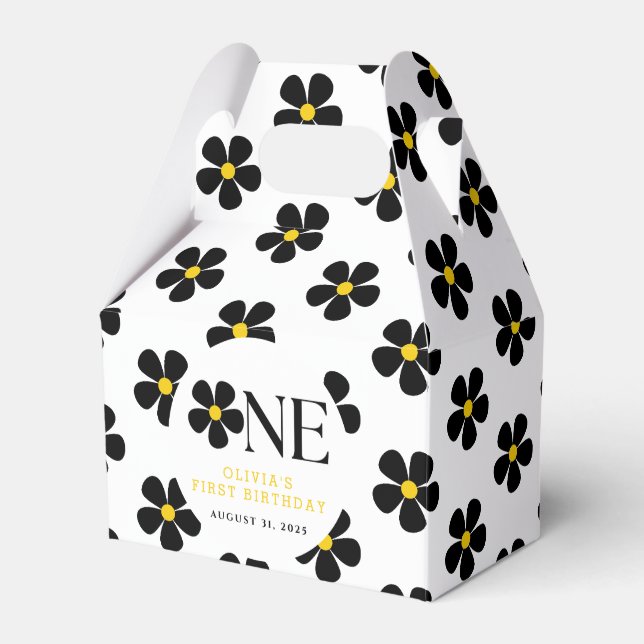 Onederbörd Blommigt 1:a födelsedag Party Presentaskar (Framsidan Sidan)